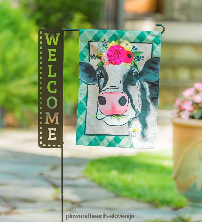 lasersko izrezan napis dobrodošlice stojalo za vrtno zastavo Plow & Hearth 2V4608191 dvorišče & vrt