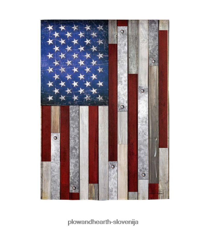 vrtna zastava iz rustikalnega lesa in pocinkane kovine americana semiša Plow & Hearth 2V4608266 dvorišče & vrt