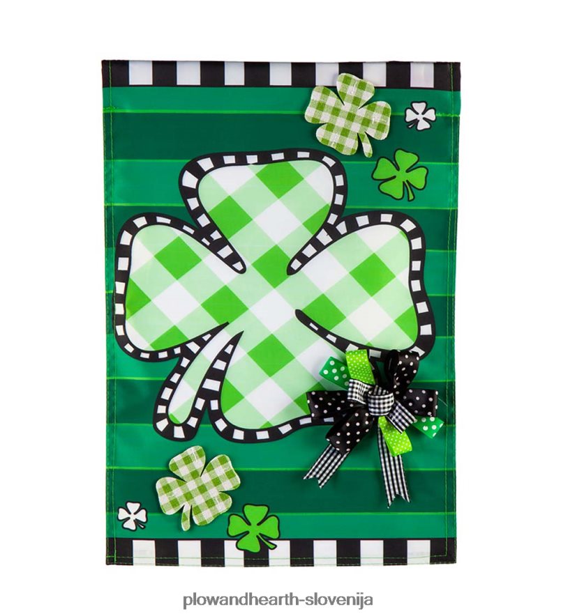 vrtna zastava z aplikacijo gingham deteljice Plow & Hearth 2V4608556 dvorišče & vrt