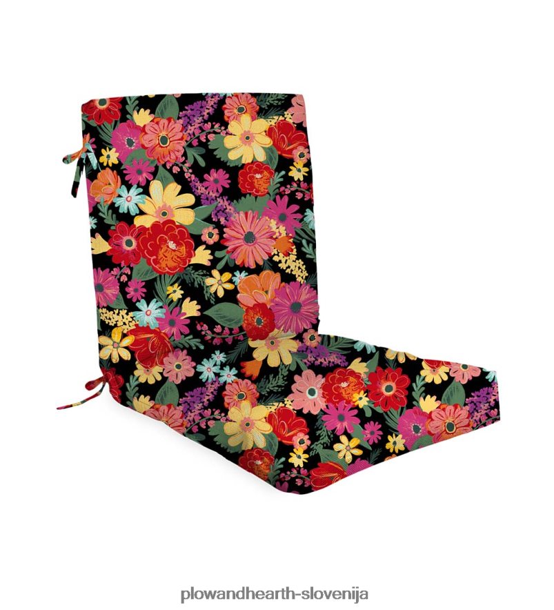 klasična blazina za klubski stol z vezmi, 22 x 44 x 4 - umirjeno modra Plow & Hearth 2V46081188 gospodinjska posoda