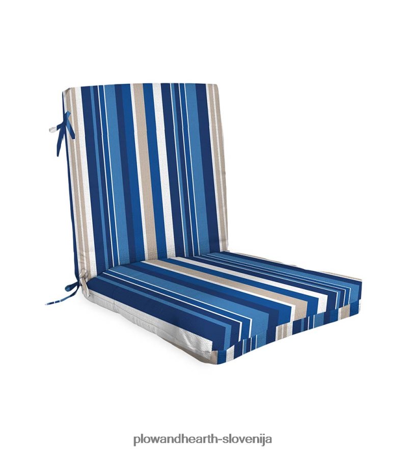 klasična blazina za klubski stol z vezmi, 22 x 44 x 4 - umirjeno modra Plow & Hearth 2V46081188 gospodinjska posoda