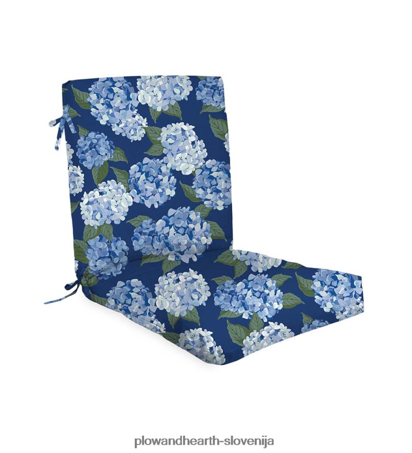 klasična blazina za klubski stol z vezmi, 22 x 44 x 4 - umirjeno modra Plow & Hearth 2V46081188 gospodinjska posoda