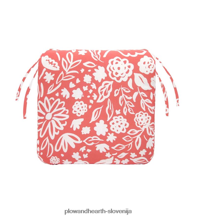 poliestrska klasična blazina za stol z vezmi, 19 1/2 x 19 x 3 - cvetlična skica rdečilo Plow & Hearth 2V46081194 gospodinjska posoda