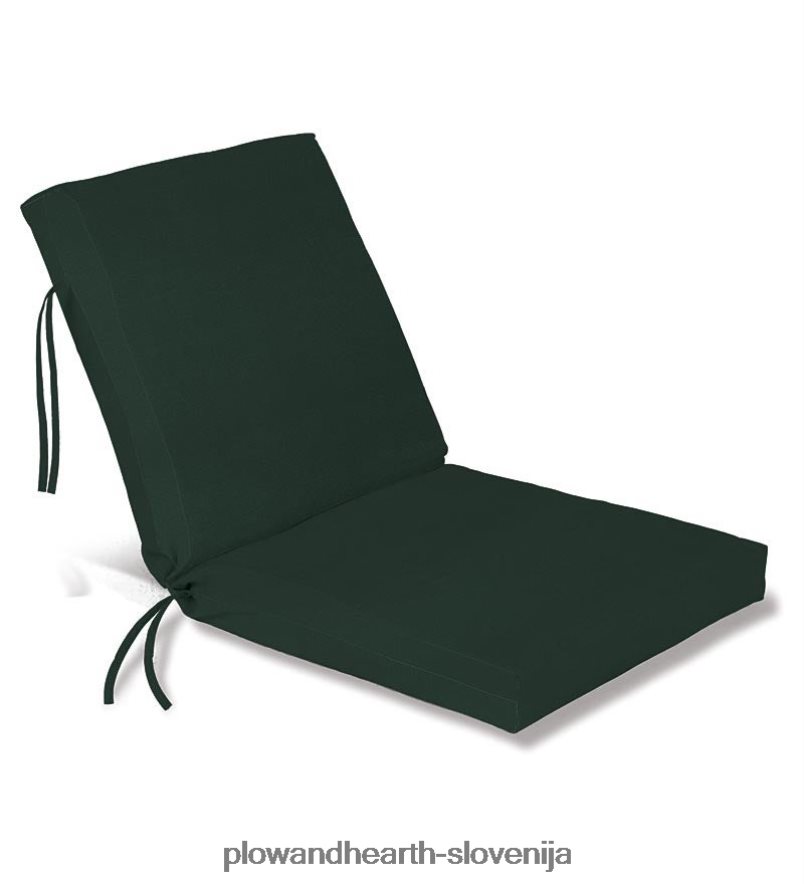 poliestrska klasična velika klubska blazina za stol z vezmi, 44 x 22 s tečajem 22 od spodaj - gozdno zelena Plow & Hearth 2V46081202 gospodinjska posoda