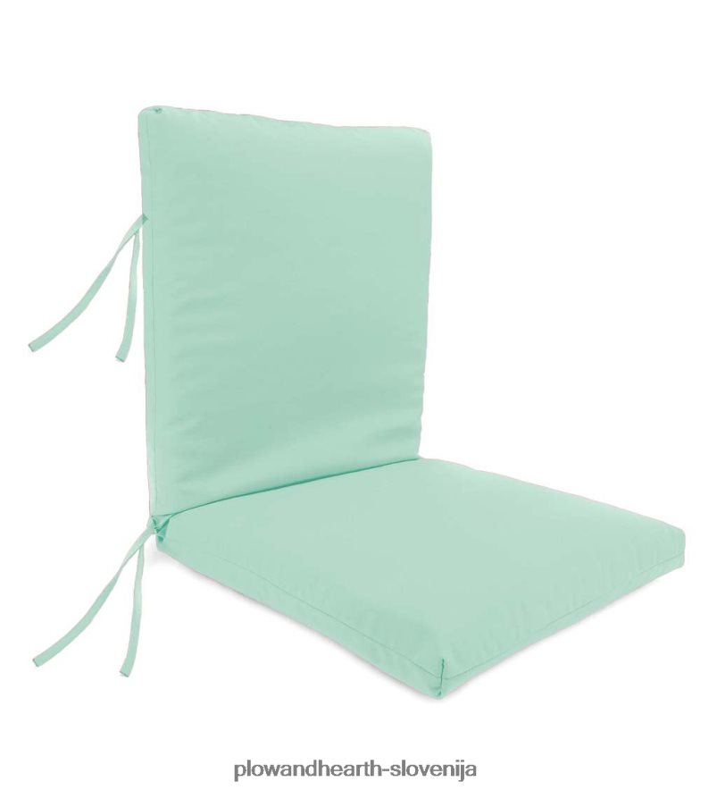 poliestrska klasična velika klubska blazina za stol z vezmi, 44 x 22 s tečajem 22 od spodaj - gozdno zelena Plow & Hearth 2V46081202 gospodinjska posoda