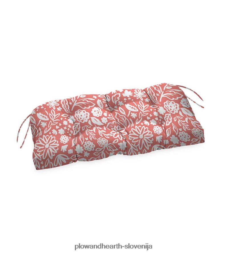 klasična blazina za gugalnico/klop z vezmi, 54 x 18 1/2 x 3 - mornarska skica s cvetjem Plow & Hearth 2V46081540 gospodinjska posoda