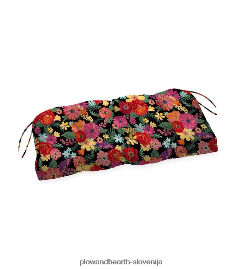 klasična blazina za gugalnico/klop z vezmi, 54 x 18 1/2 x 3 - mornarska skica s cvetjem Plow & Hearth 2V46081540 gospodinjska posoda