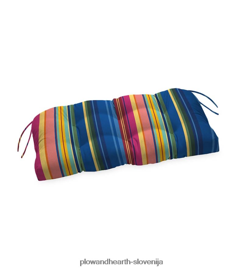 klasična blazina za gugalnico/klop z vezmi, 54 x 18 1/2 x 3 - mornarska skica s cvetjem Plow & Hearth 2V46081540 gospodinjska posoda