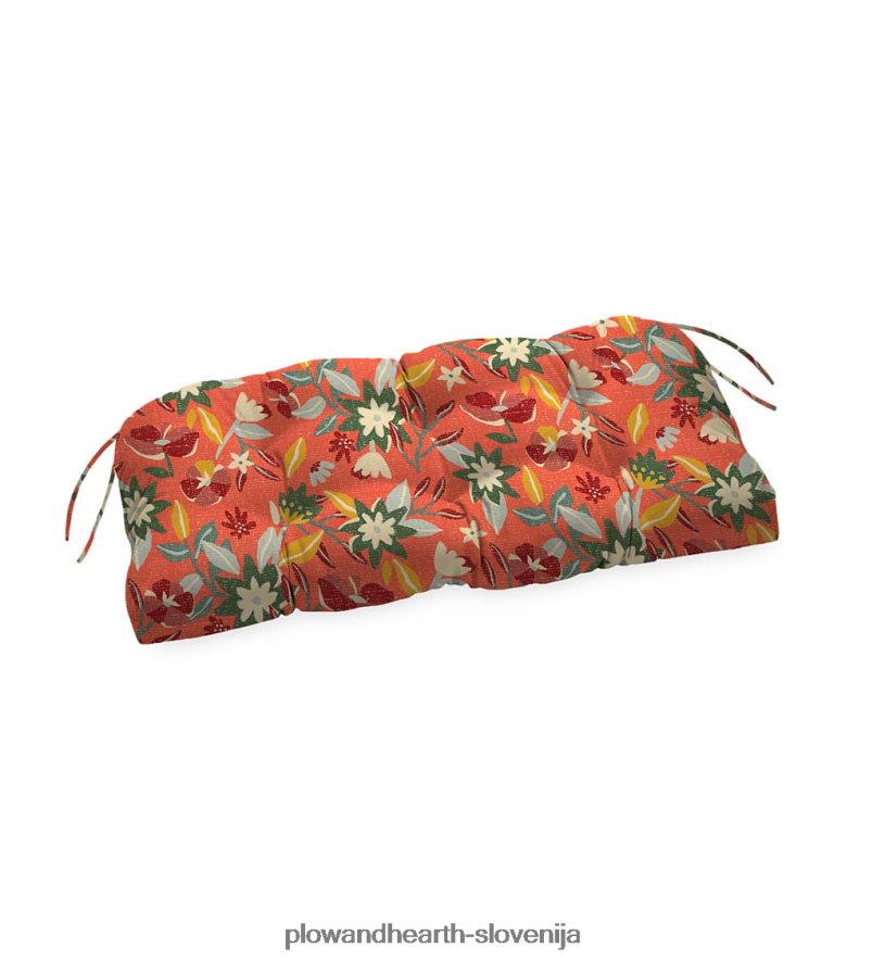 klasična blazina za gugalnico/klop z vezmi, 54 x 18 1/2 x 3 - mornarska skica s cvetjem Plow & Hearth 2V46081540 gospodinjska posoda