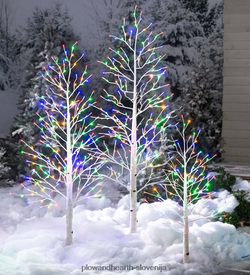 notranja/zunanja breza s toplo belo in večbarvnimi lučmi Plow & Hearth 2V46081481 gospodinjska posoda