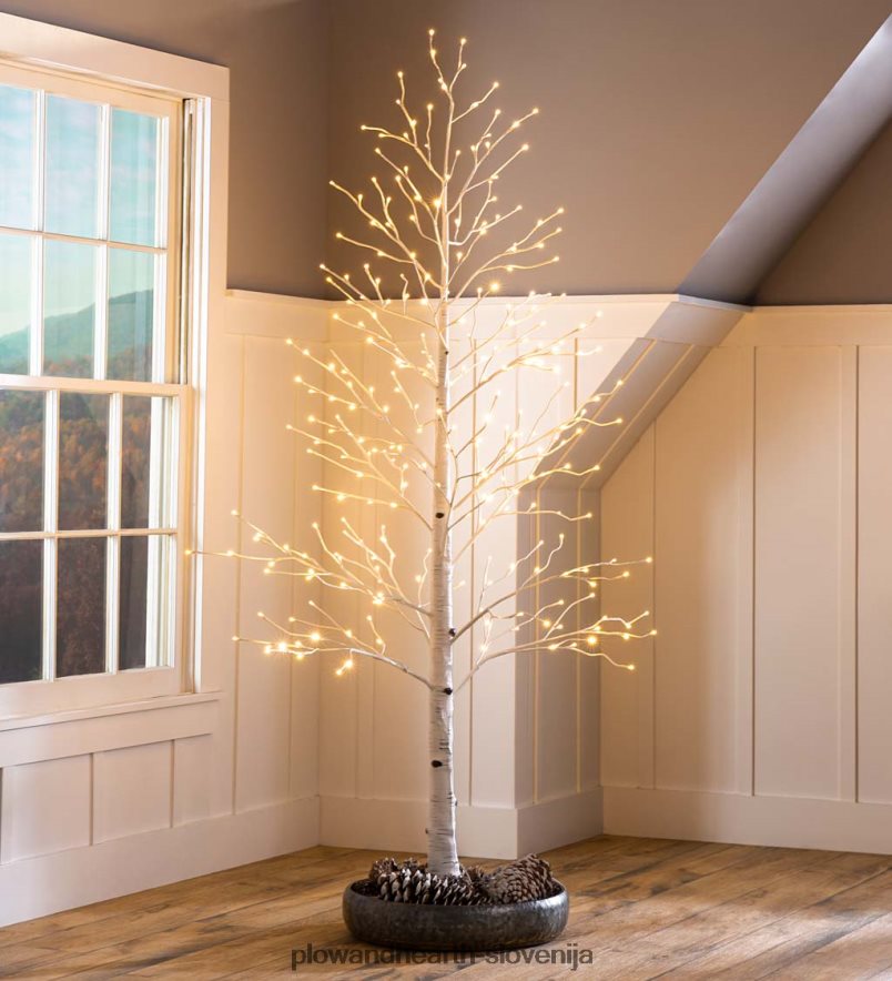 notranja/zunanja breza s toplo belo in večbarvnimi lučmi Plow & Hearth 2V46081481 gospodinjska posoda