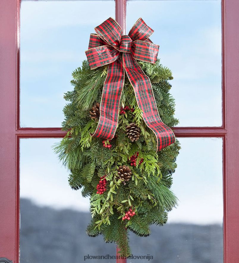 počitniška gozdna zimzelena vrata z lokom Plow & Hearth 2V46081475 gospodinjska posoda