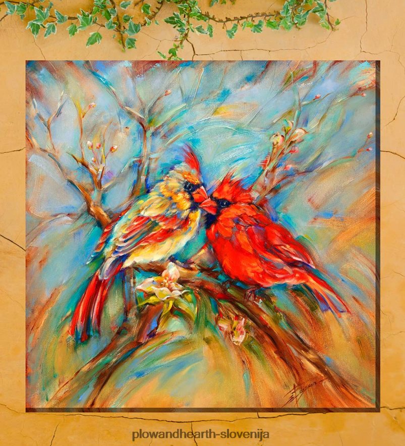 pomladni kardinali na platnu za notranjo/zunanjo stensko umetnost Plow & Hearth 2V46081545 gospodinjska posoda