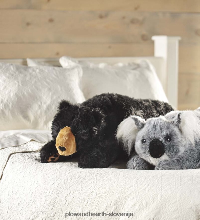 črni medved plišast vzglavnik za crkljanje živali - črn Plow & Hearth 2V46082349 gospodinjska posoda