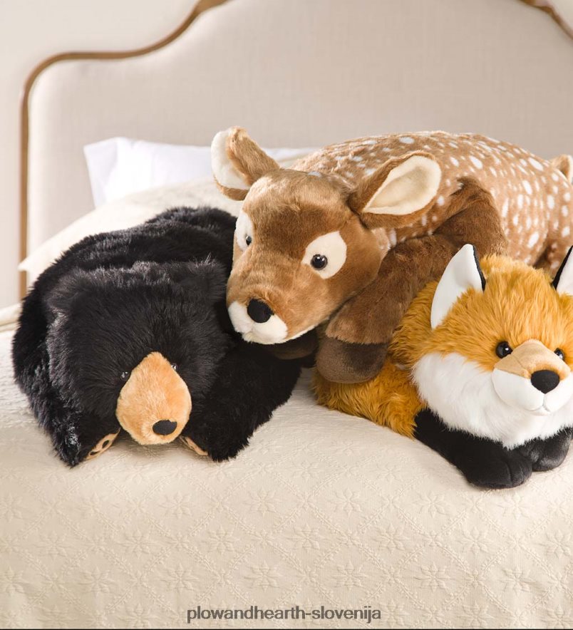 črni medved plišast vzglavnik za crkljanje živali - črn Plow & Hearth 2V46082349 gospodinjska posoda