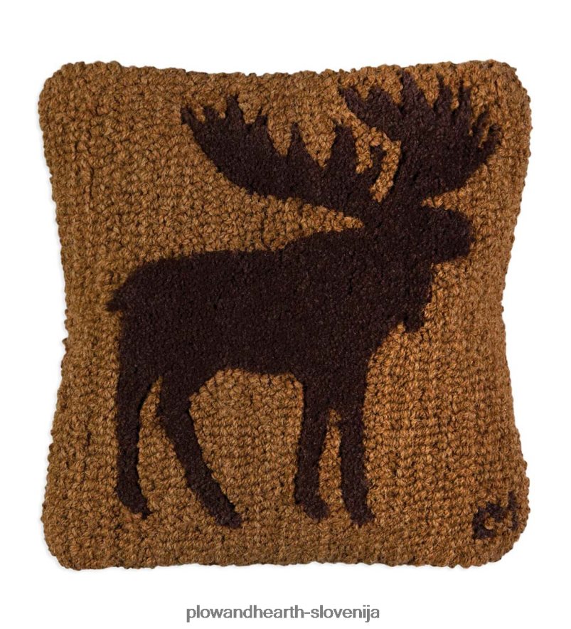 volnena blazina s silhueto losa, ročno zapeta Plow & Hearth 2V46082419 gospodinjska posoda