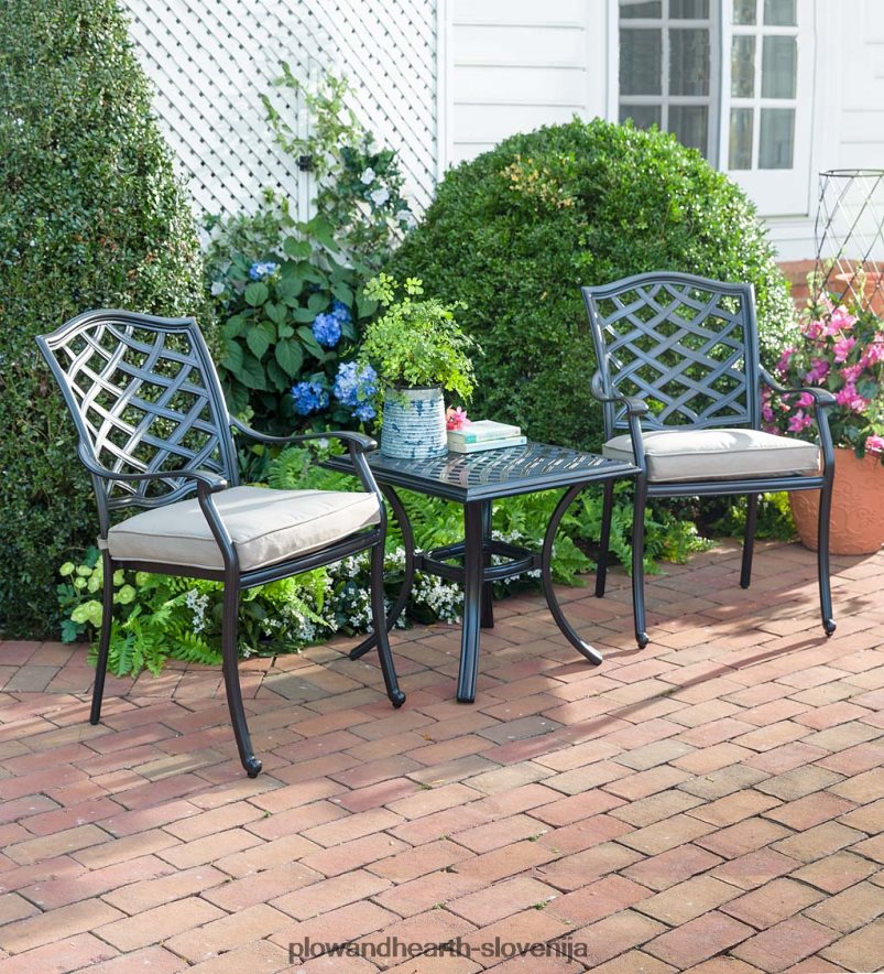 4-delna zunanja sedežna garnitura park grove iz litega aluminija z blazinami Plow & Hearth 2V46081132 gospodinjska posoda