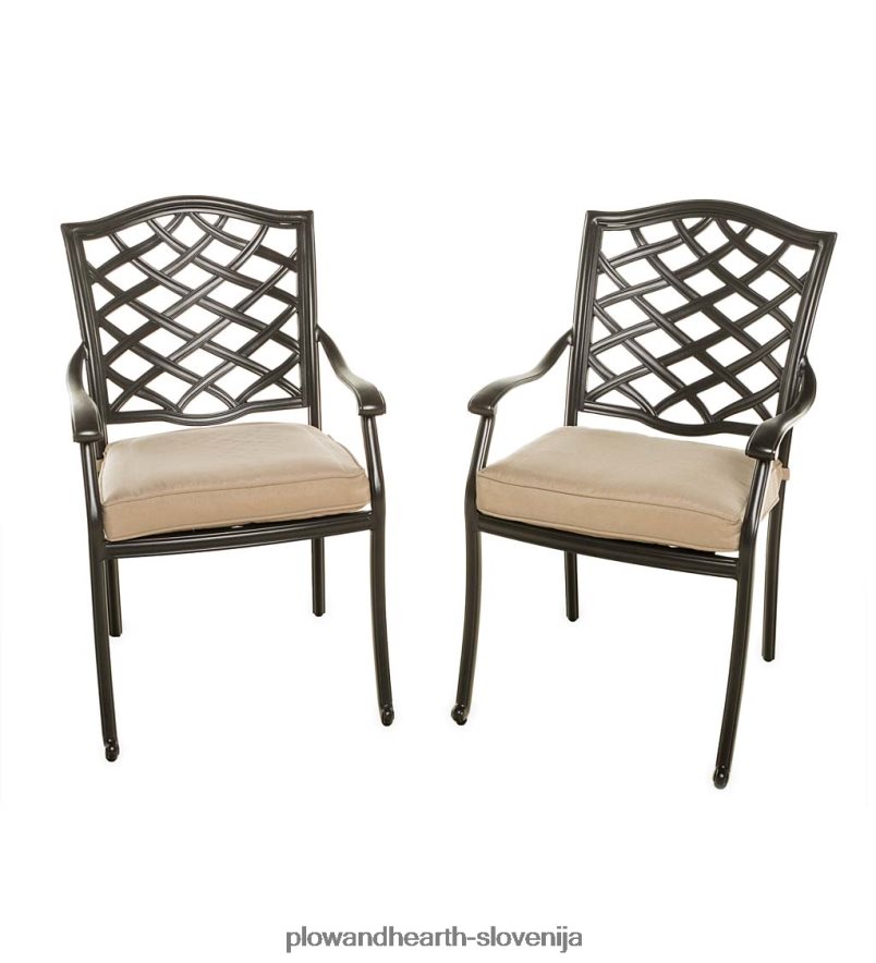 4-delna zunanja sedežna garnitura park grove iz litega aluminija z blazinami Plow & Hearth 2V46081132 gospodinjska posoda