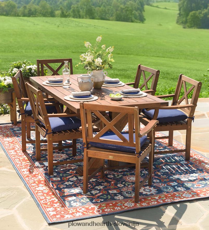 Claremont zunanje jedilno pohištvo, miza in stoli iz evkaliptusa Plow & Hearth 2V46081085 gospodinjska posoda