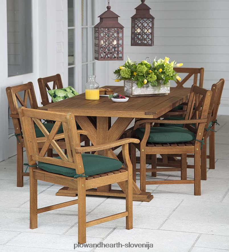 Claremont zunanje jedilno pohištvo, miza in stoli iz evkaliptusa Plow & Hearth 2V46081085 gospodinjska posoda