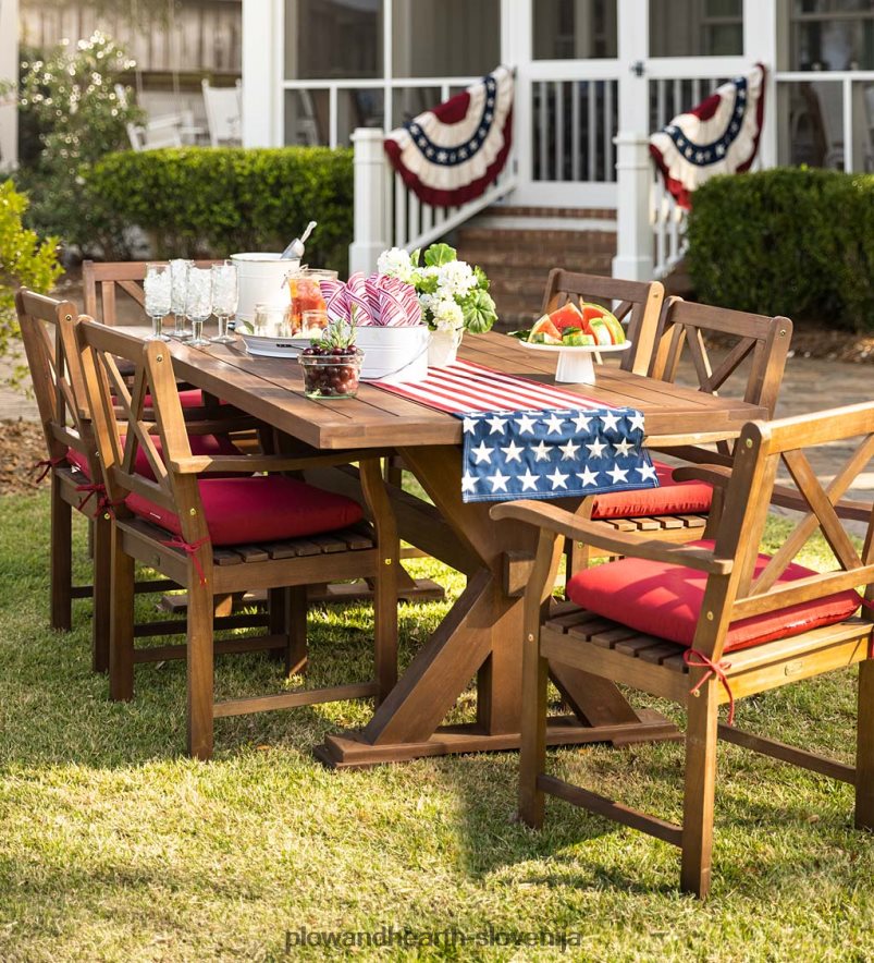 Claremont zunanje jedilno pohištvo, miza in stoli iz evkaliptusa Plow & Hearth 2V46081085 gospodinjska posoda