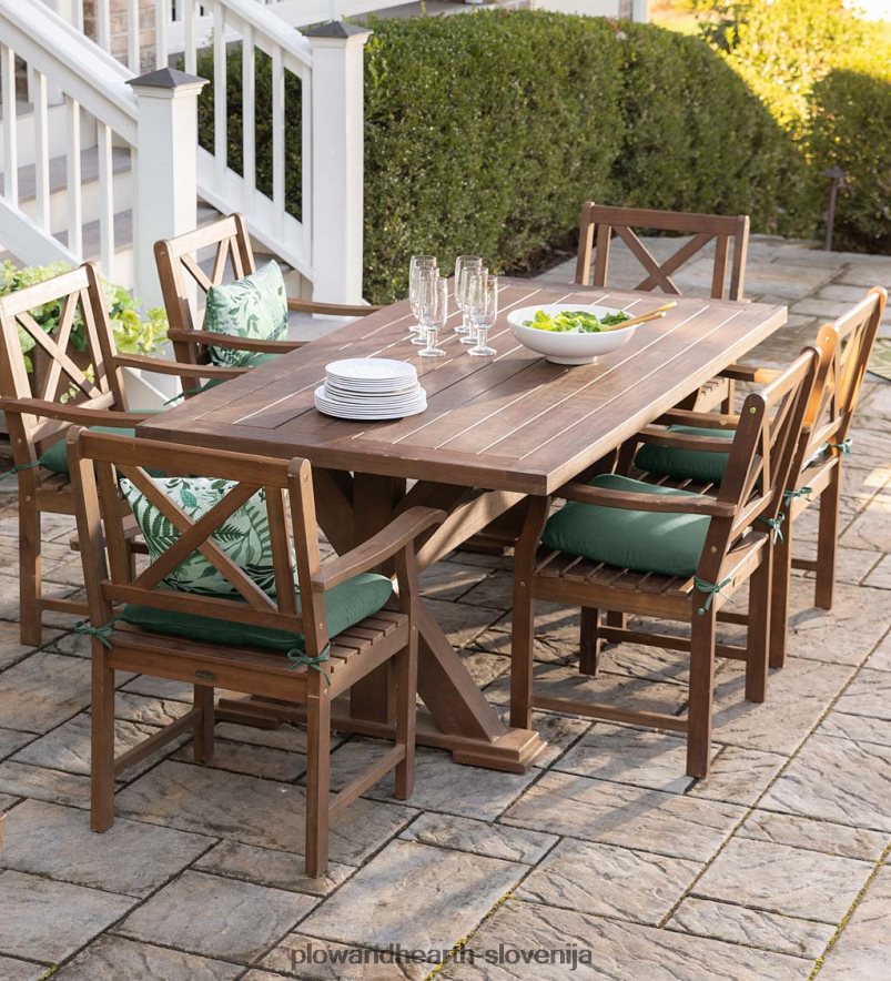 Claremont zunanje jedilno pohištvo, miza in stoli iz evkaliptusa Plow & Hearth 2V46081085 gospodinjska posoda