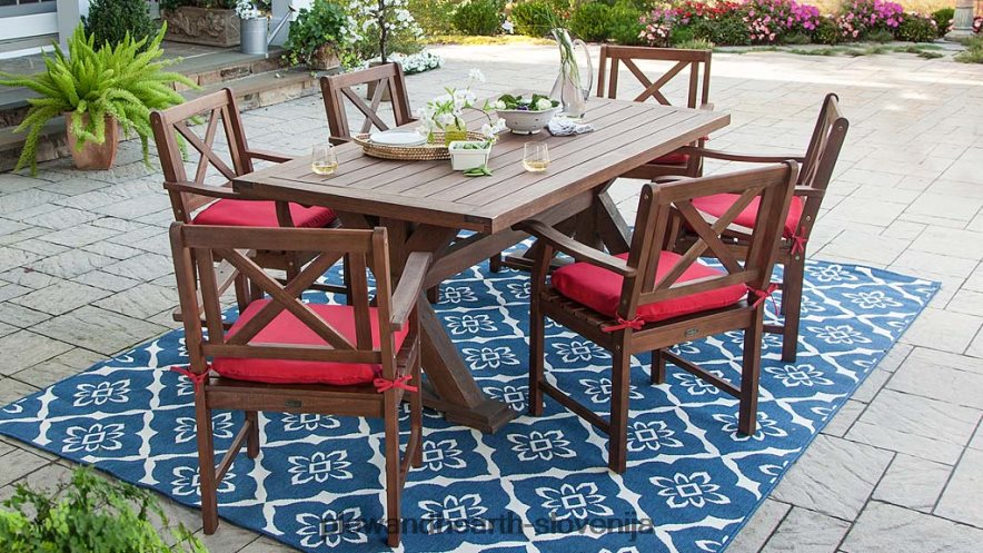 Claremont zunanje jedilno pohištvo, miza in stoli iz evkaliptusa Plow & Hearth 2V46081085 gospodinjska posoda