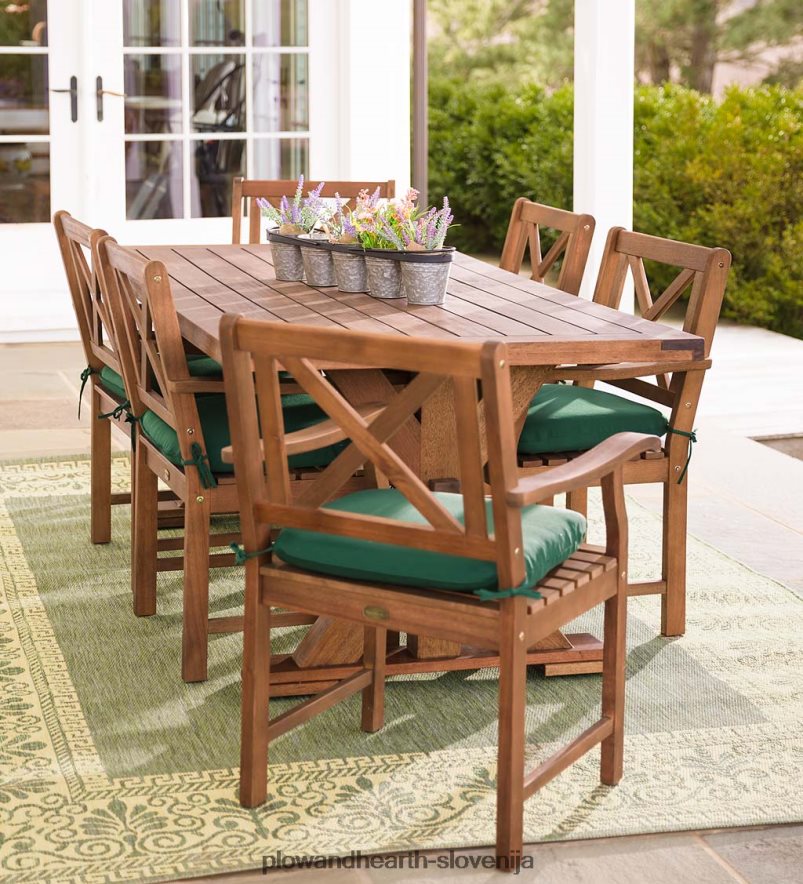 Claremont zunanje jedilno pohištvo, miza in stoli iz evkaliptusa Plow & Hearth 2V46081085 gospodinjska posoda