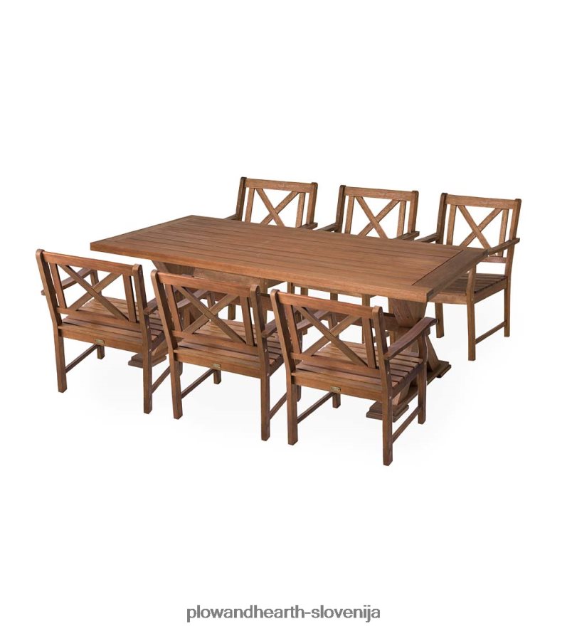 Claremont zunanje jedilno pohištvo, miza in stoli iz evkaliptusa Plow & Hearth 2V46081085 gospodinjska posoda