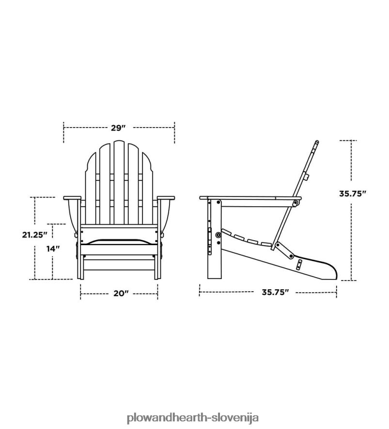 adirondack stol iz poliwooda, ki zahteva malo vzdrževanja - tikovina Plow & Hearth 2V46081181 gospodinjska posoda
