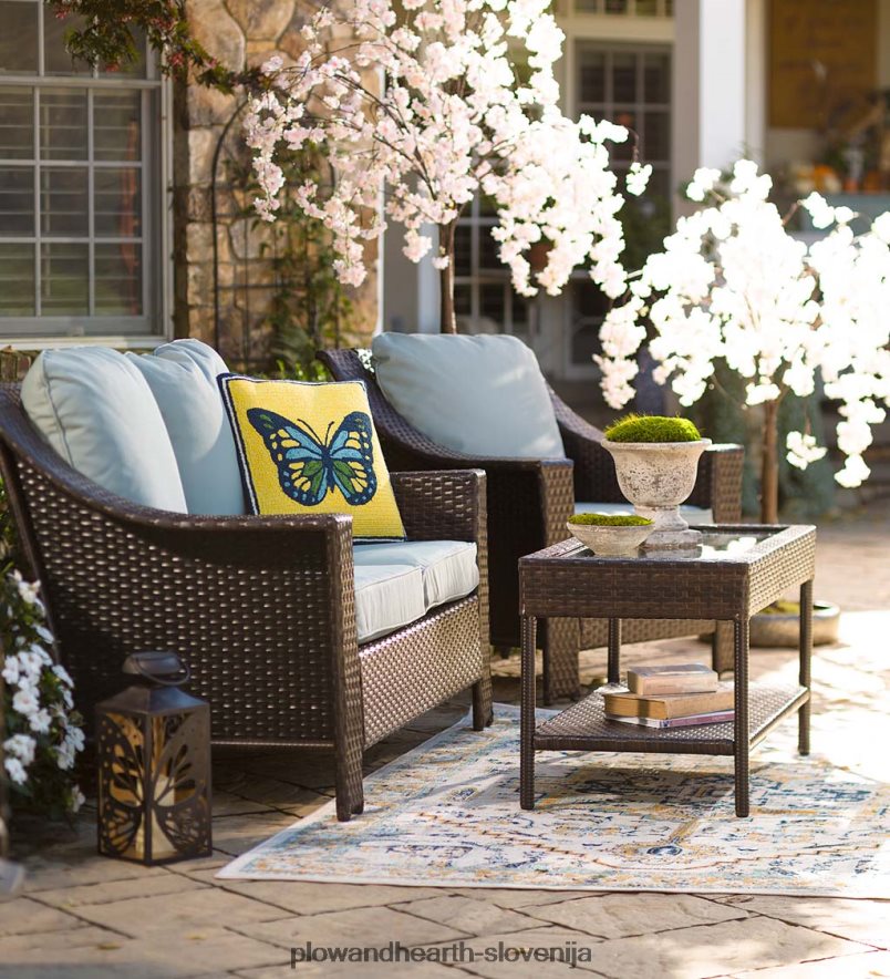 hawthorne zunanja 4-delna pletena sedežna garnitura z blazinami Plow & Hearth 2V46081105 gospodinjska posoda