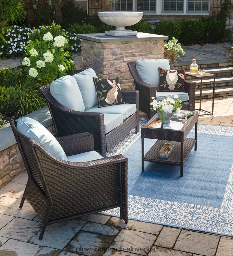 hawthorne zunanja 4-delna pletena sedežna garnitura z blazinami Plow & Hearth 2V46081105 gospodinjska posoda