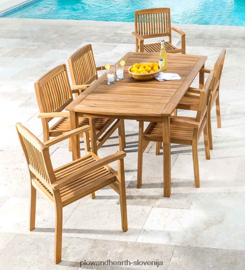 jedilna garnitura iz tikovine, 7-delna garnitura Plow & Hearth 2V46081103 gospodinjska posoda