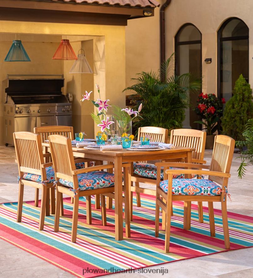 jedilna garnitura iz tikovine, 7-delna garnitura Plow & Hearth 2V46081103 gospodinjska posoda