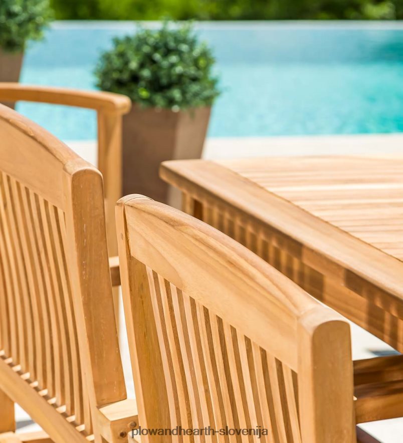 jedilna garnitura iz tikovine, 7-delna garnitura Plow & Hearth 2V46081103 gospodinjska posoda