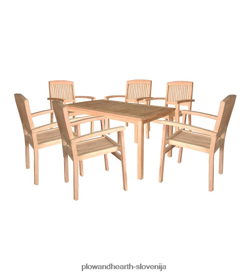 jedilna garnitura iz tikovine, 7-delna garnitura Plow & Hearth 2V46081103 gospodinjska posoda