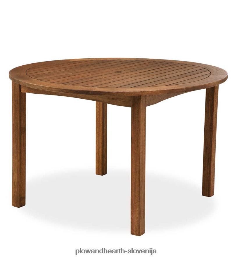 kolekcija zunanjega pohištva Lancaster, okrogla miza iz evkaliptusovega lesa in 4 stoli Plow & Hearth 2V46081086 gospodinjska posoda