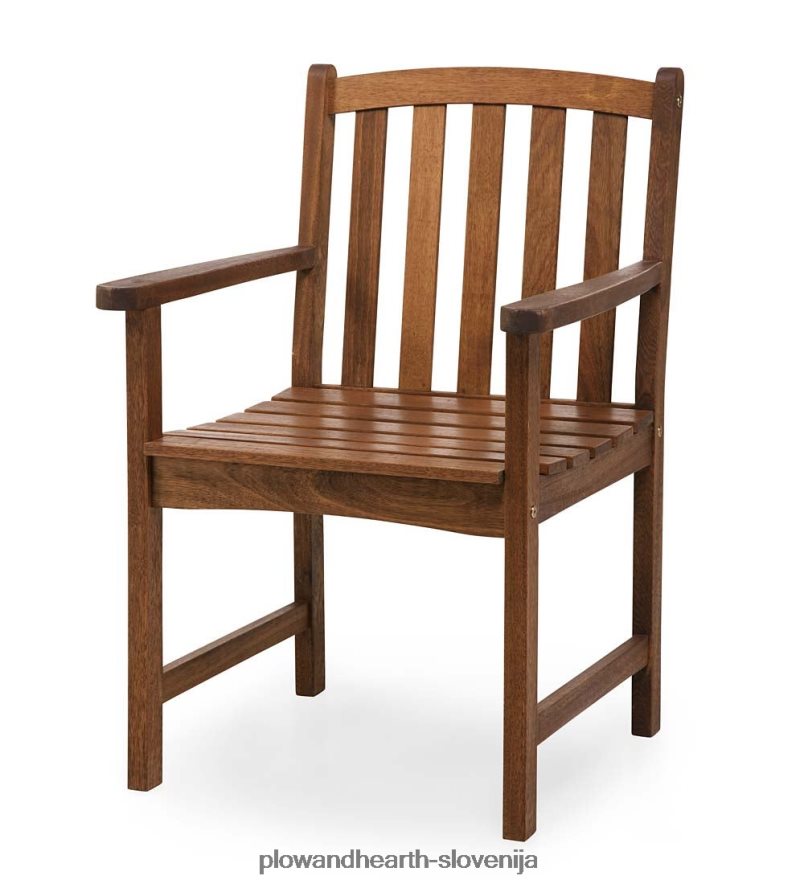 kolekcija zunanjega pohištva Lancaster, okrogla miza iz evkaliptusovega lesa in 4 stoli Plow & Hearth 2V46081086 gospodinjska posoda