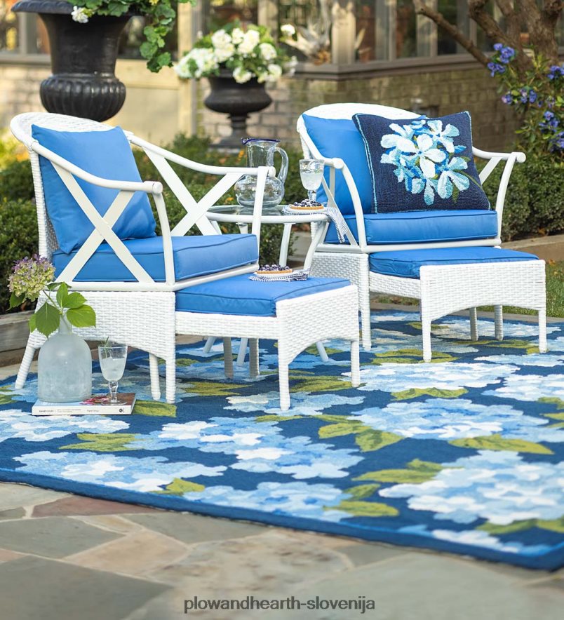 petdelna bela pletena dvoriščna garnitura z blazinami - bela Plow & Hearth 2V46081079 gospodinjska posoda