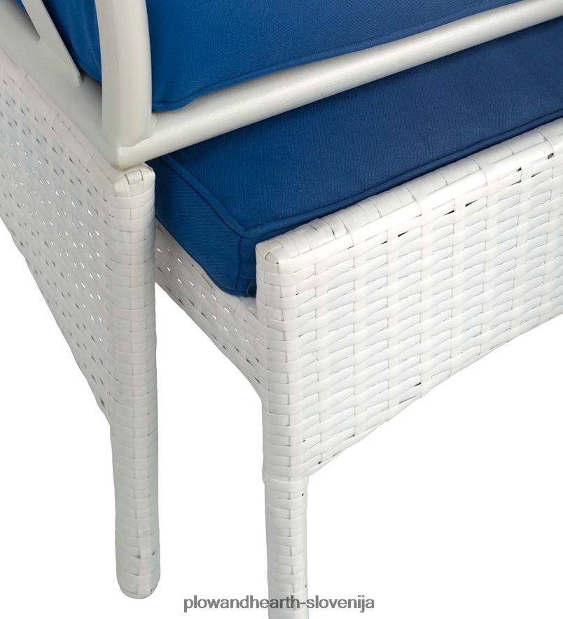 petdelna bela pletena dvoriščna garnitura z blazinami - bela Plow & Hearth 2V46081079 gospodinjska posoda