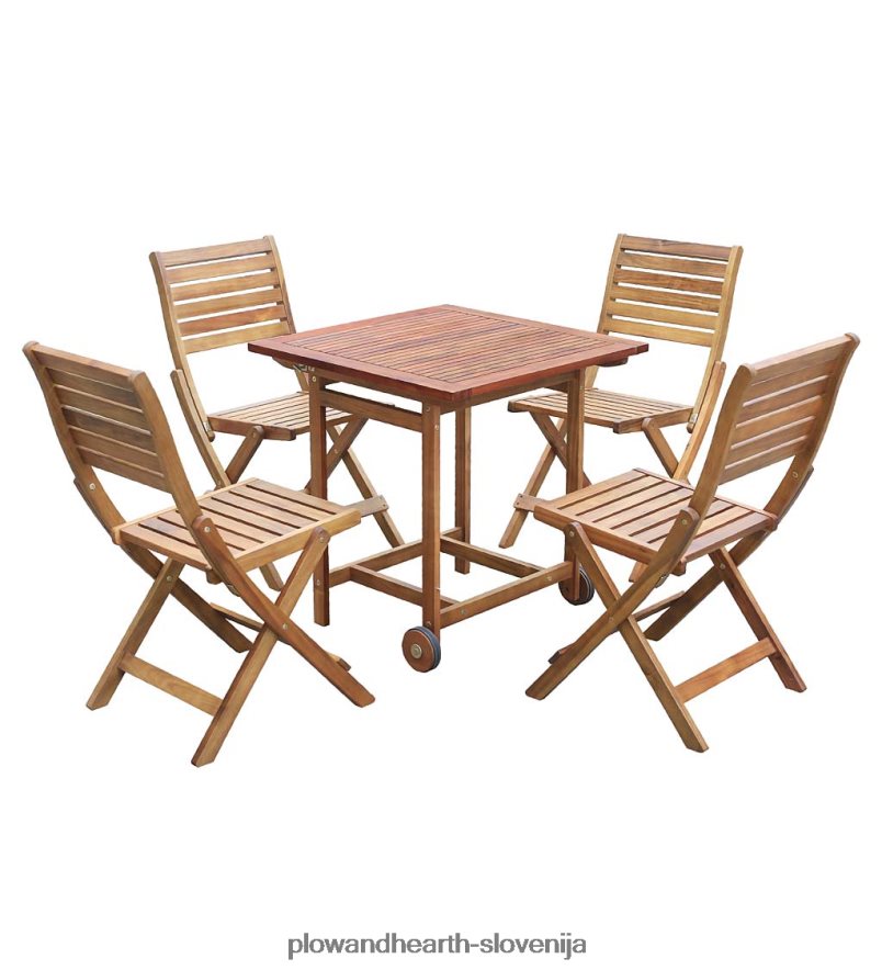 prenosna pametna jedilna garnitura Kingwood iz akacijevega lesa - naravna Plow & Hearth 2V46081151 gospodinjska posoda