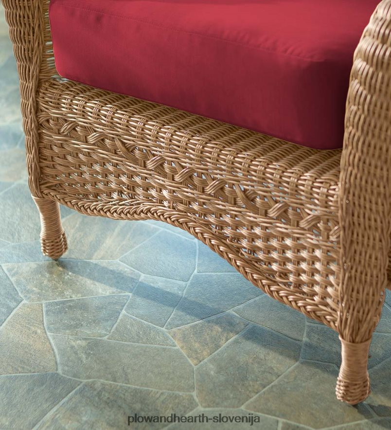 prospect hill zunanja pletena sedežna garnitura z blazinami - oblak bela z gozdno zelenimi blazinami Plow & Hearth 2V46081078 gospodinjska posoda