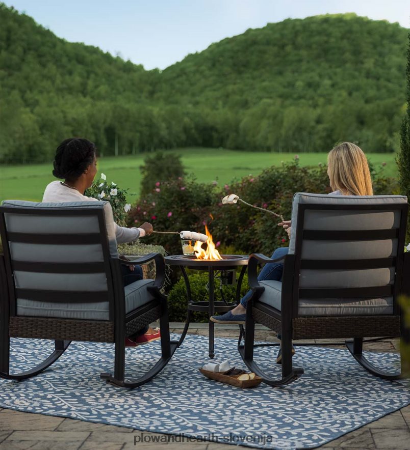 syracuse pleteni gugalni stoli in pomožna mizica za ognjišče, 3-delni set Plow & Hearth 2V46081100 gospodinjska posoda