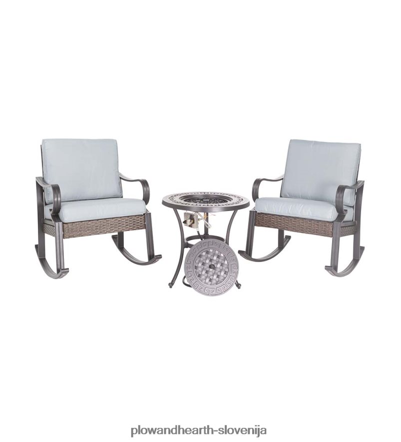 syracuse pleteni gugalni stoli in pomožna mizica za ognjišče, 3-delni set Plow & Hearth 2V46081100 gospodinjska posoda