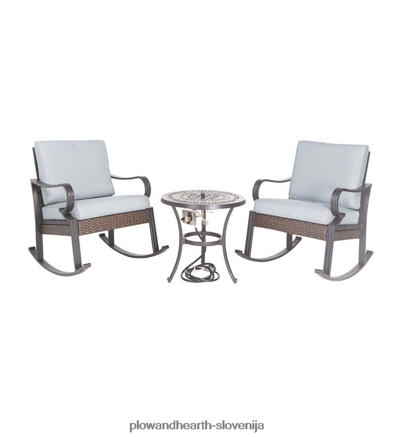 syracuse pleteni gugalni stoli in pomožna mizica za ognjišče, 3-delni set Plow & Hearth 2V46081100 gospodinjska posoda