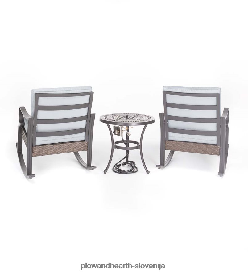 syracuse pleteni gugalni stoli in pomožna mizica za ognjišče, 3-delni set Plow & Hearth 2V46081100 gospodinjska posoda