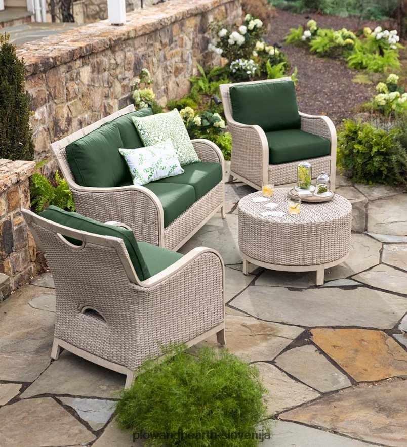 Štiridelni komplet iz vrbovega protja urbanna driftwood z blazinami - polnočna mornarica Plow & Hearth 2V46081158 gospodinjska posoda