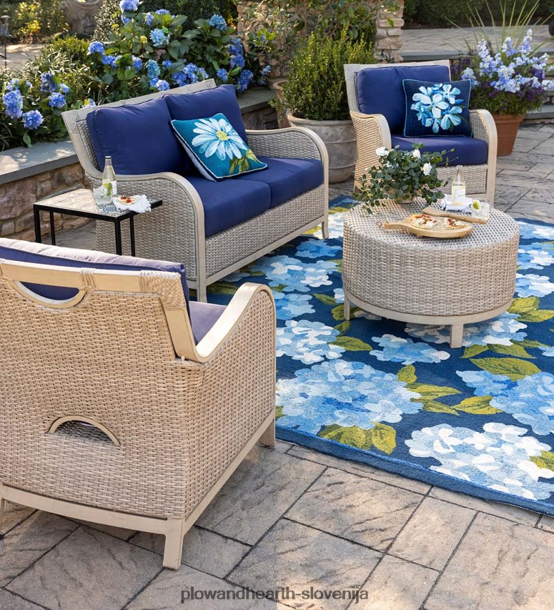 Štiridelni komplet iz vrbovega protja urbanna driftwood z blazinami - polnočna mornarica Plow & Hearth 2V46081158 gospodinjska posoda