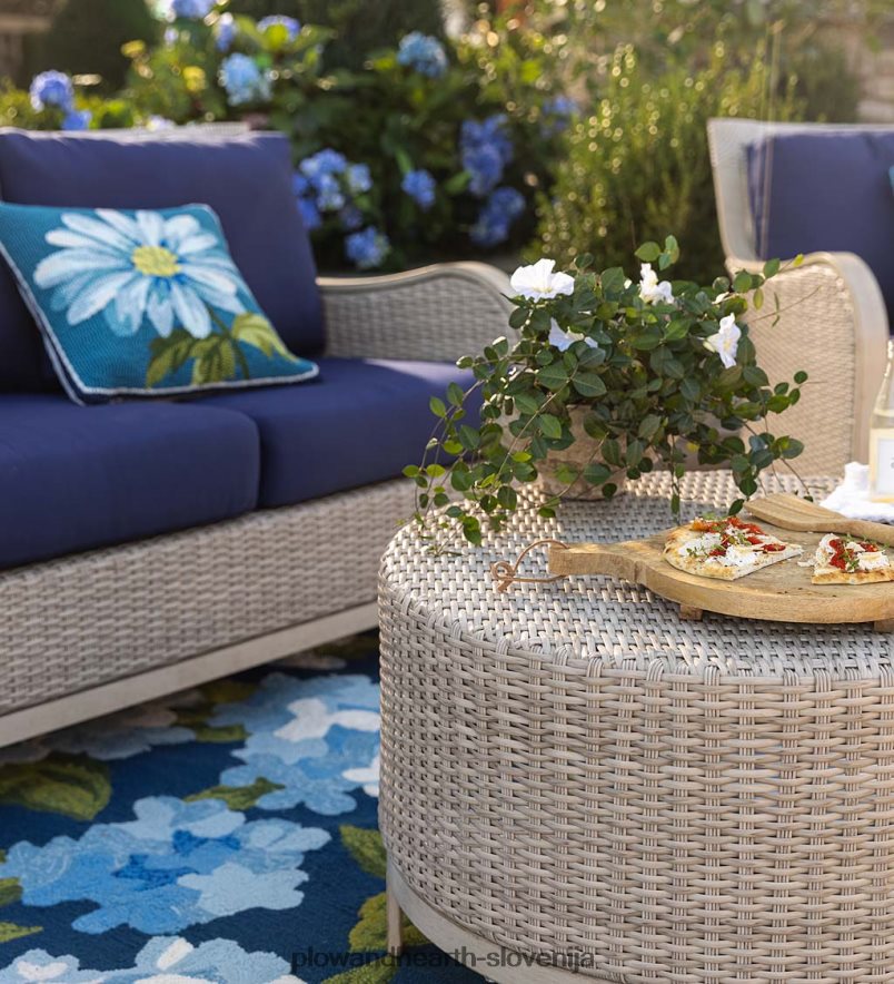 Štiridelni komplet iz vrbovega protja urbanna driftwood z blazinami - polnočna mornarica Plow & Hearth 2V46081158 gospodinjska posoda