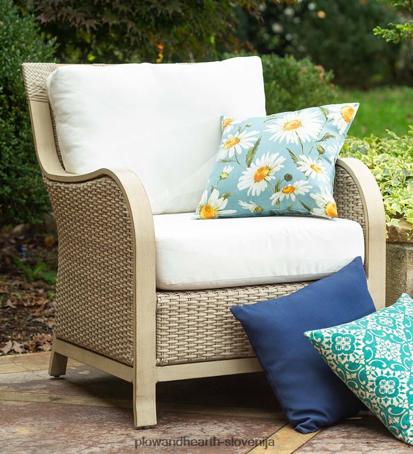 Štiridelni komplet iz vrbovega protja urbanna driftwood z blazinami - polnočna mornarica Plow & Hearth 2V46081158 gospodinjska posoda